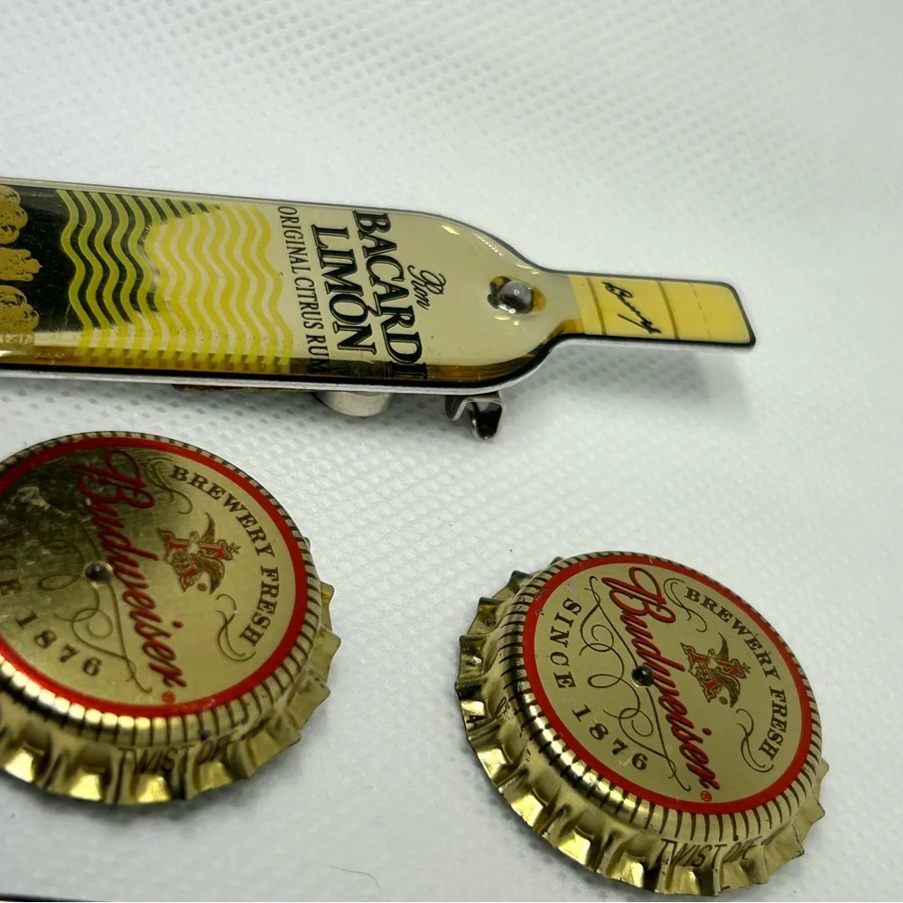 Bacardi Limon and Budweiser Bottle Cap Pins‎